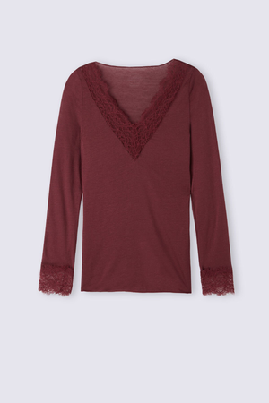 intimissimi dark red top shirt lace