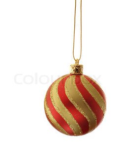 Golden christmas ball isoleret over vhite baggrund | stock foto | Colourbox