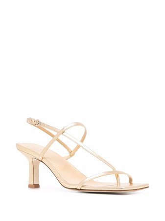Shop gold aeyde metallic strap sandals with Express Delivery - Farfetch