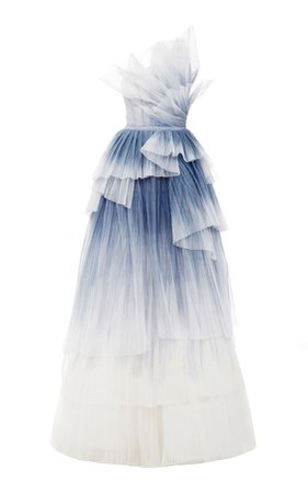 Hand Pleated Tulle Gown by PAMELLA ROLAND for Preorder on Moda Operandi