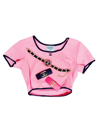 Chanel Vintage CC Logo Pink Knitted Crop Top