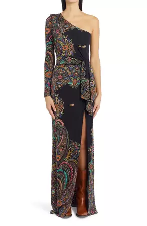 Etro Lulu Floral Print One-Shoulder Maxi Dress | Nordstrom
