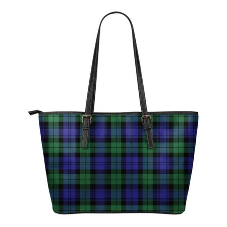 Blackwatch Modern Tartan Leather Tote Bag (Small) | Over 500 Tartans | Special Custom Design – Scottish Shop