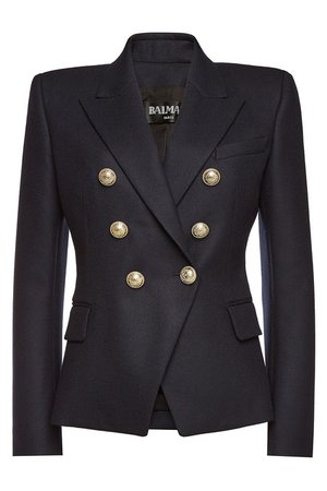 Balmain - Wool Blazer with Embossed Buttons - blue