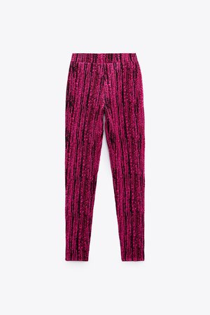TEXTURED LONG PANTS - Pink | ZARA United States