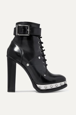 Black Studded leather ankle boots | Alexander McQueen | NET-A-PORTER