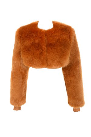 Clothing : Jackets : 'Corvelle' Ginger Cropped Faux Fur Jacket