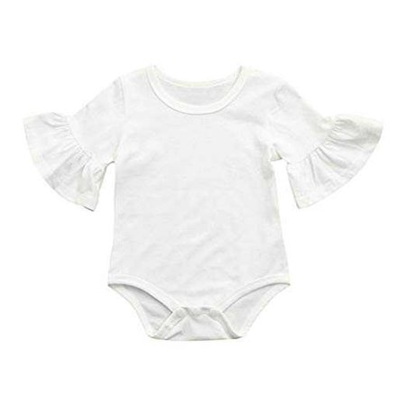 Amazon.com: G-real Newborn Infant Baby Girls Ruffle Sleeve Solid Candy Romper Tops for 6-24M (Gray, 18M): Clothing