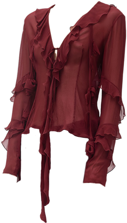 Blumarine: Silk Shirt with Ruffles and Rose Décor