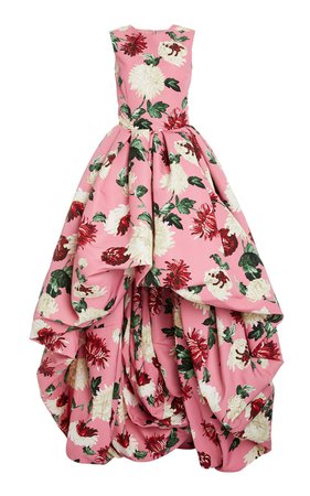 Floral-Print Asymmetric-Hem Crepe Gown by Oscar de la Renta | Moda Operandi