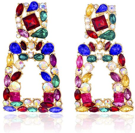 Amazon.com: Rhinestone Rectangle Dangle Earrings for Women Sparkly Crystal Geometric Drop Statement Earrings KELMALL COLLECTION: Clothing