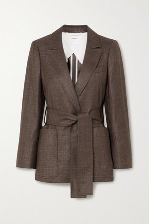 Net Sustain Giorgio Belted Silk And Cashmere-blend Blazer - Gray