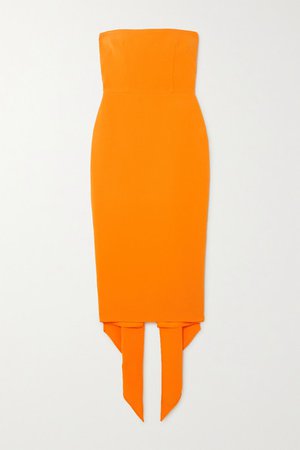 Hall Strapless Draped Crepe Midi Dress - Orange