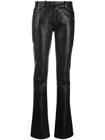 Shop Off-White flared leather trousers with Express Delivery - FARFETCH