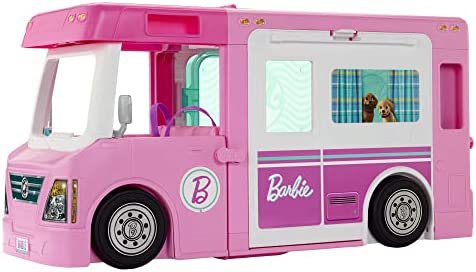 Amazon.com: ​Barbie 3-in-1 DreamCamper Vehicle, approx. 3-ft, Transforming Camper with Pool, Truck, Boat and 50 Accessories, Makes a Great Gift for 3 to 7 Year Olds : Toys & Games