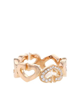 Cartier 2010s pre-owned 18kt Gold Diamond Coeur Et Symbole Ring - Farfetch