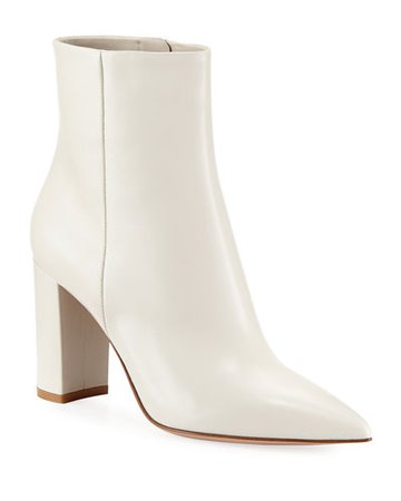 Gianvito Rossi Pointy-Toe 85mm Leather Block-Heel Bootie