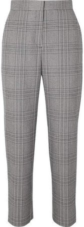 Checked Woven Tapered Pants - Gray