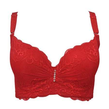 Women's Sexy Lace Big Size 3/4 Cup Underwire Lace Push Up Bra - Red – Popclue