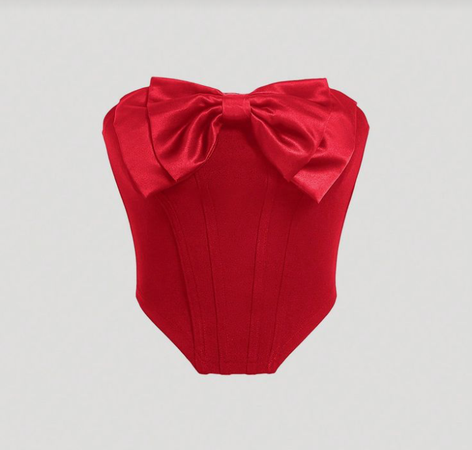 red corset bow top