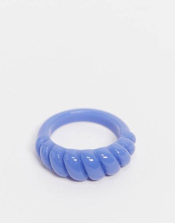 ASOS DESIGN ring with twist design in blue plastic | ASOS