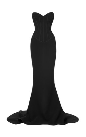Maticevski, An Ode black bustier strapless gown