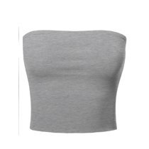 FashionOutfit - FashionOutfit Women's Fitted Solid Cotton Based Strapless Double Layered Crop Tube Top - Walmart.com