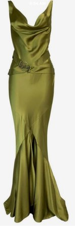 Green silk dress