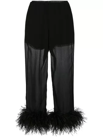Prada Feathered Silk Cropped Trousers - Farfetch