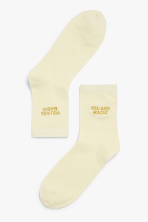 Sporty statement socks - Yellow - Socks & Tights - Monki WW