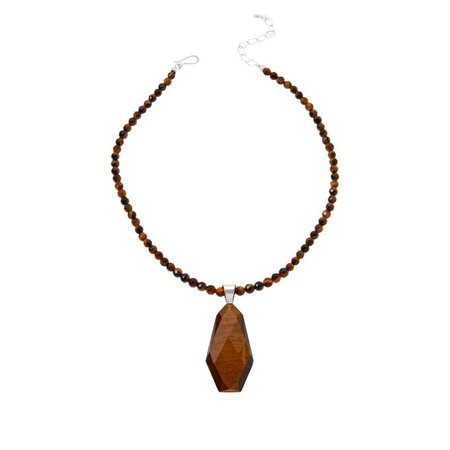Jay King Sterling Silver Faceted Tiger's Eye Pendant with Necklace - 9428950 | HSN