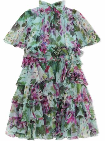 Shop Dolce & Gabbana Kids ruffled bellflower dress with Express Delivery - FARFETCH