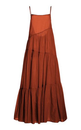 Asymmetric Cotton-Silk Voile Tiered Maxi Dress By Matteau | Moda Operandi