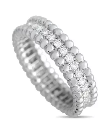Van Cleef & Arpels Perlee 18k White Gold 0.55 Ct Diamond Band Ring in Metallic | Lyst