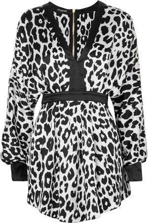Balmain | Leopard-print silk-satin mini dress | NET-A-PORTER.COM