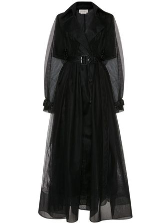 Alexander McQueen Belted Waist Tulle Trench Coat - Farfetch