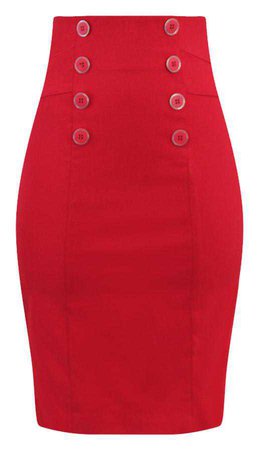 red high waist pencil skirt