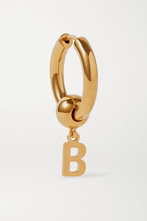 Gold Force B gold-tone hoop earring | Balenciaga | NET-A-PORTER