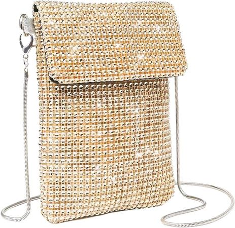 Verdusa Women's Glitter Rhinestone Crossbody Bag Evening Bag Purse Gold one-size: Handbags: Amazon.com