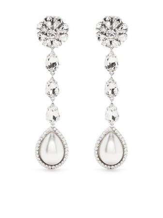 Shop Alessandra Rich crystal-embellished drop earrings with Express Delivery - FARFETCH