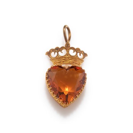 ANTIQUE, YELLOW GOLD AND CITRINE PENDANT