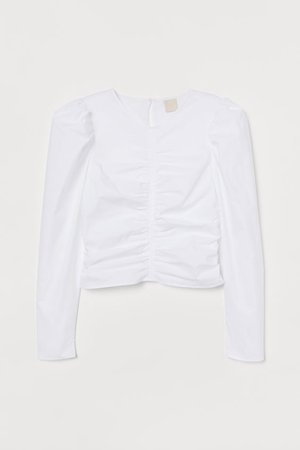 Puff-sleeved blouse - White - Ladies | H&M GB