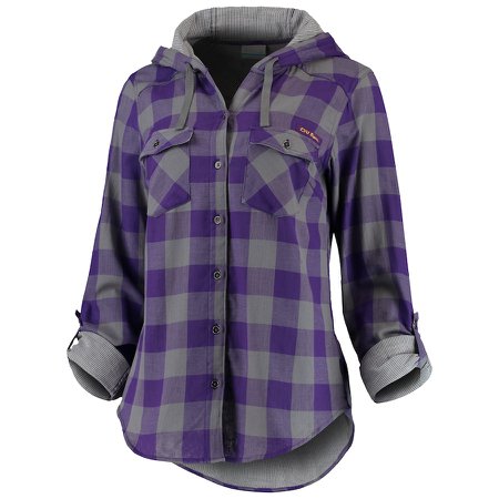 Hooded Plaid Jacket Purple