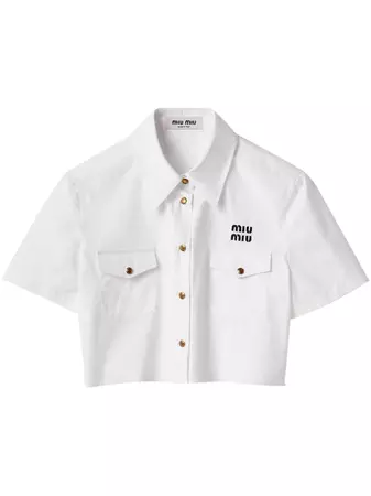 Miu Miu logo-embroidered Cotton Shirt - Farfetch