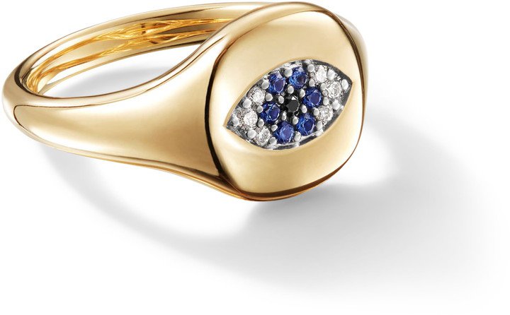 Cable Collectibles Evil Eye Mini Pinky Ring in 18K Gold with Diamonds