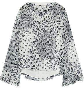 Pleated Floral-print Georgette Blouse