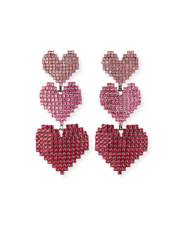 Elizabeth Cole Valentine Triple Heart Earrings