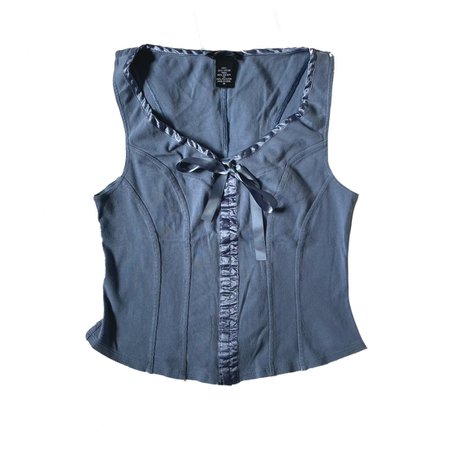 corset style baby powder blue bow top tank top