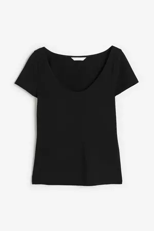 Fitted T-shirt - Black - Ladies | H&M US