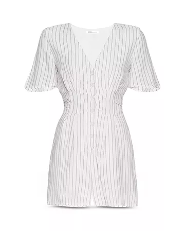 BCBGENERATION Striped Button-Front Romper | Bloomingdale's white